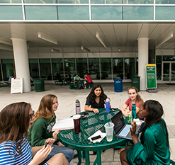 Students eating lunch together. Links to Closely Held Business Stock